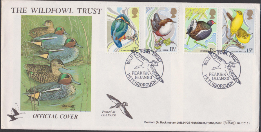 1980 Benham FDC British Birds Peakirk Peterborough Postmark